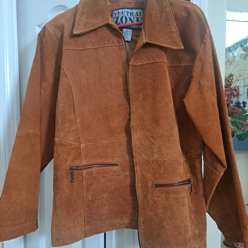 Neutral Zone suede leather zip up jacket